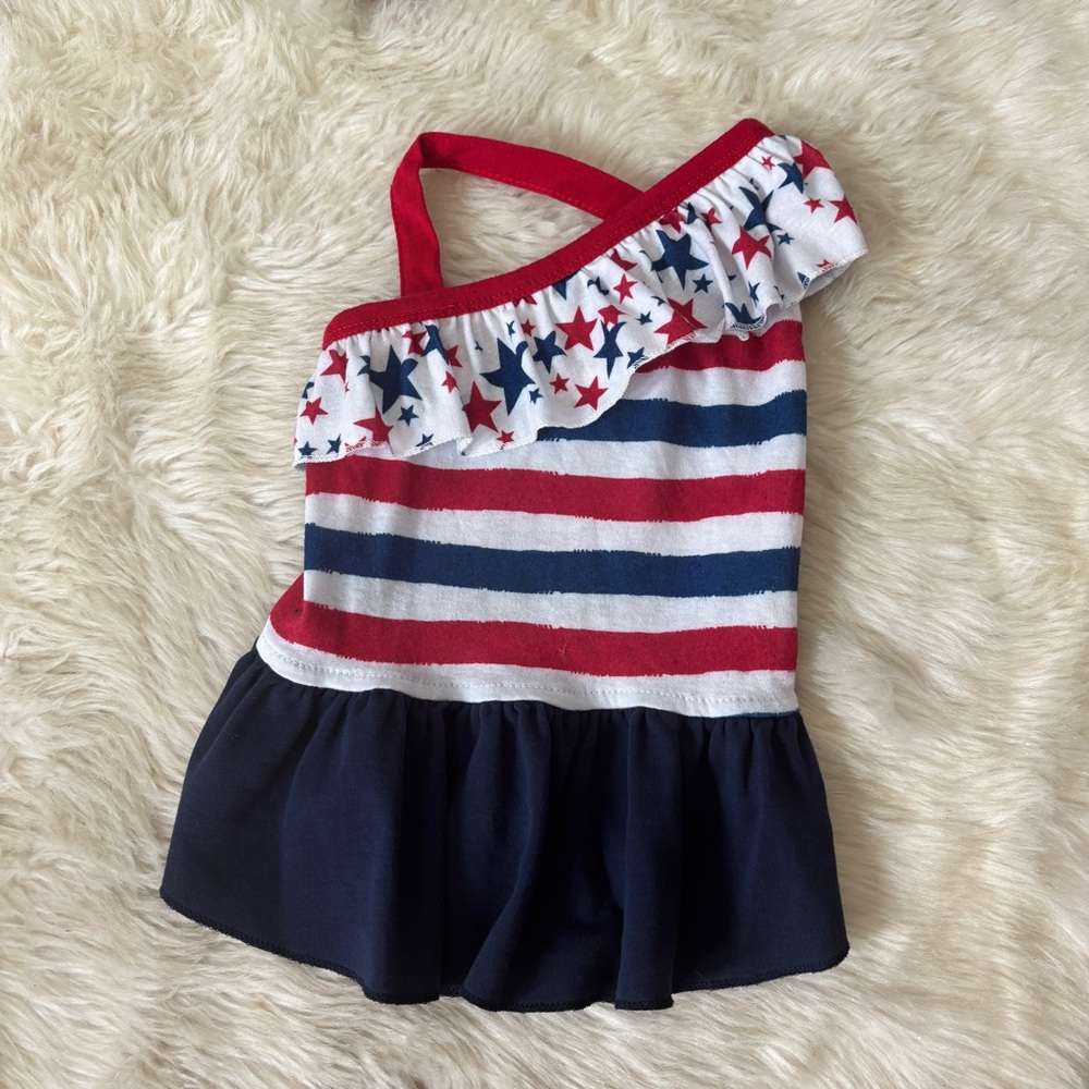 Patriotic One-Shoulder Ruffle Pet Dress